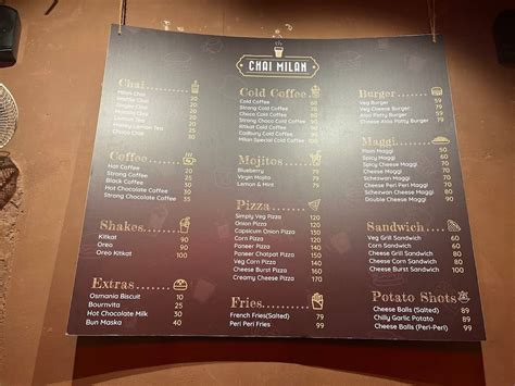 Menu at Chai Milan, Hyderabad, near amazzon liquor shop