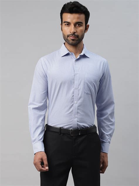 Shop Men's Blue Small Check Formal Shirt Online [50% Off] – Donvino