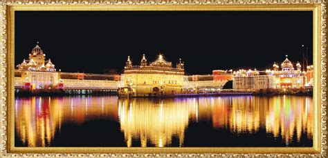PICTURE PERFECT LED Backlit Golden Temple Picture with Golden Frame and ...