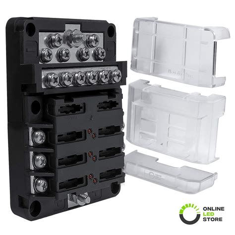 Buy 6 Way Fuse Box with 12 Ground Negative Busbar for Automotive [12V ...