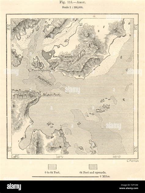 Amoy (Xiamen), Jiulong estuary, Kulangsu (Gulangyu). China. Sketch map ...