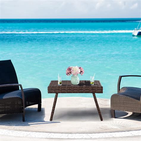 Buy TANGZON Folding Rattan Coffee Table, Weatherproof Wicker Side Table ...