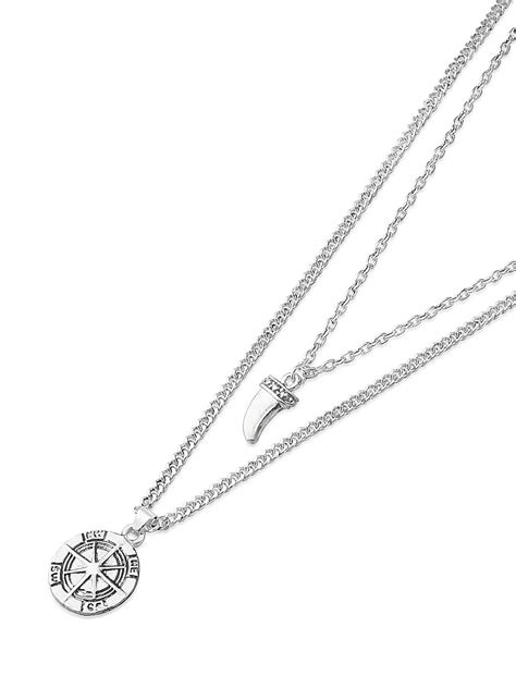Buy Silver Compass Layered Men Necklace @ Best Price 1499