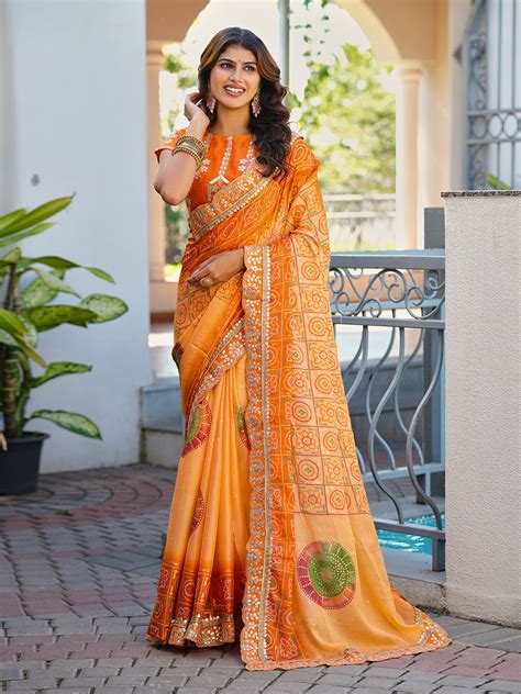 Jalnidhi Saloni Moss Chiffon With Fancy Bandhani Printed Saree Collection