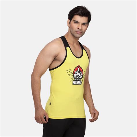 Men'S Gym Stringer Yellow Black Omtex | Kibi Sports – KIBI SPORTS