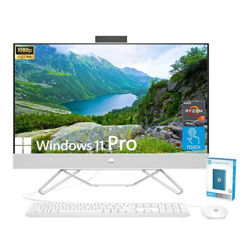 HP 27 inch All-in-One Desktop Computer, FHD IPS Touchscreen, AMD Ryzen ...