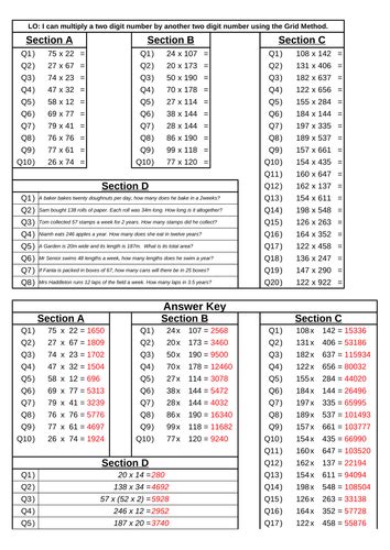 Image result for How to Use Grid Method in Solving Multiplication