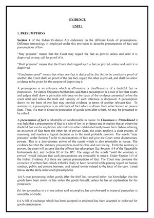 Evidence LAW Class Notes - 9TH SEMESTER LAW OF EVIDENCE CLASS NOTES KEY ...