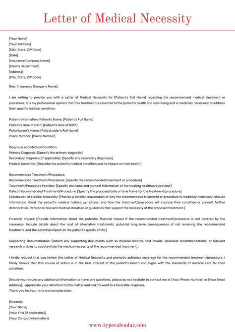 Free Printable Letter Of Medical Necessity Templates [PDF, Word]