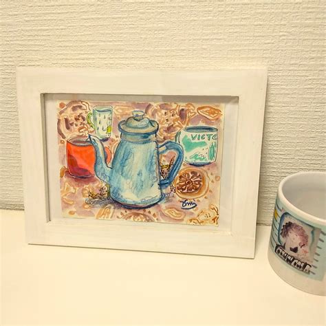 「お茶の時間」画家の子育て日記 vol.12より | 心赴くまま、旅と恋人たちの画家 星加海（umi hoshika)