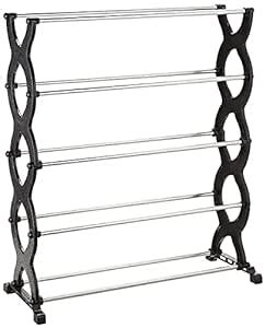 Amazon Brand - Solimo 5 Layer Shoe Rack (Black, Plastic) : Amazon.in ...