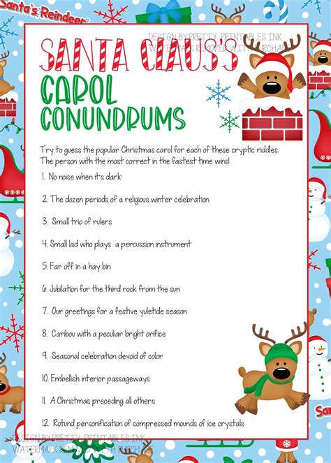 Christmas Song Games Printable Free - Printable Calendars AT A GLANCE