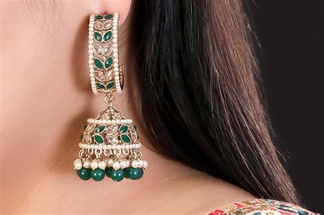 Buy Online Green Jhumka Earrings For Girls & Women - Freyaa