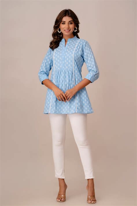 Shop Blue Lacework Cotton Kurta Set | Kurta Set | Kohsh