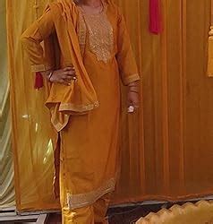 Buy Naixa Women's Red Vichitra Silk Embroidered Straight Kurta with ...