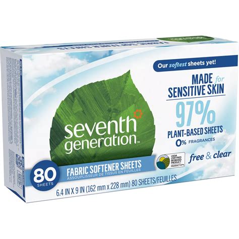 Seventh Generation Free And Clear Fabric Softener Sheets 80 Ct ...