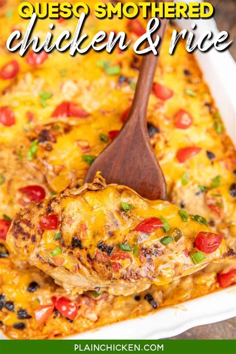 Queso Smothered Chicken and Rice - this easy Mexican chicken and rice ...
