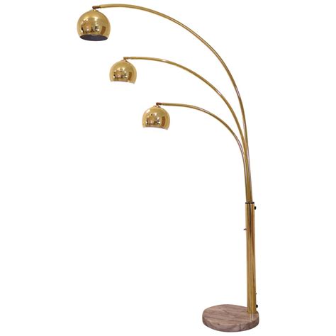 MCM Marble Base Brass 3 Light Arc Floor Lamp, Adjustable at 1stDibs ...