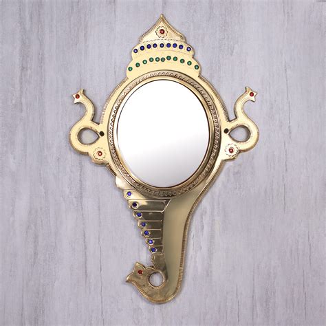 Aranmula Kannadi | 7 inch Mirror, Stone Embellished, Conch-Shaped Meta ...