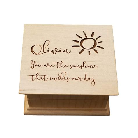 Name engraved music box with You are my sunshine and a sun image ...