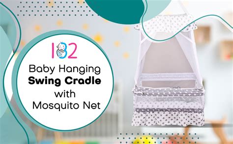 132 Baby's Hanging Swing Cradle with Bedding Set, Mosquito Net and ...