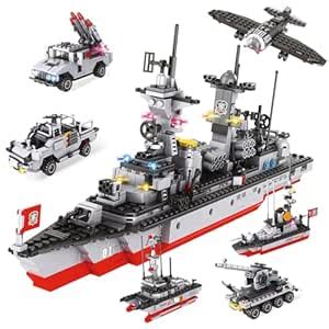 1296 Pieces Aircraft Carrier Building Blocks Set, Military Warship ...