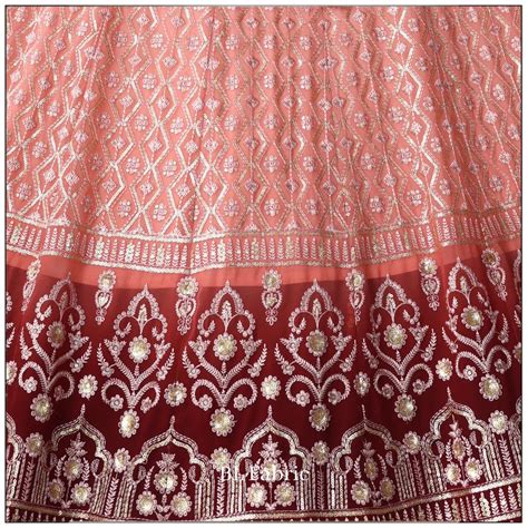 Peach Maroon Shading color Sequence & Thread work Designer Wedding Leh ...