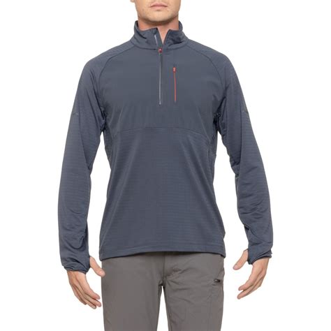 ASICS Waffle-Knit Back Woven Shirt - Zip Neck, Long Sleeve - Save 44%