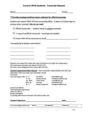 Fillable Online lwsd Current LWHS Students - Transcript Request - Lake ...