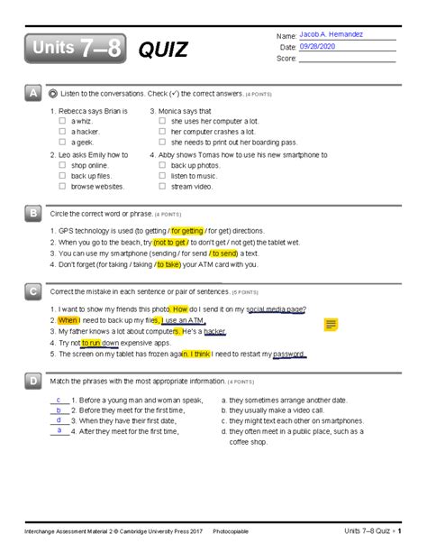 Image result for Interchange Two 5th Edition Exam Answer Keys
