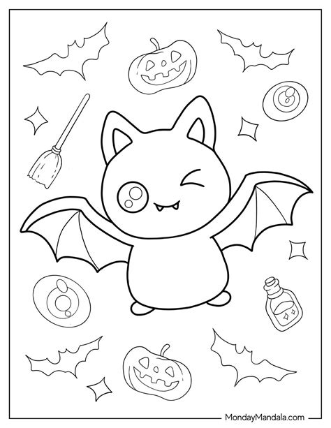 Bat And Spider Coloring Page