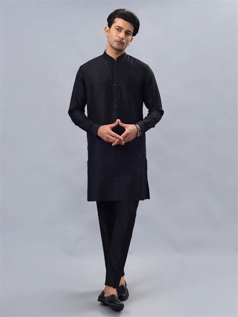 TULA presents Black Silk Blend Kurta Pajama, perfect for Festive, Semi ...