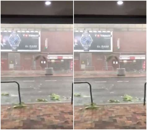 This video was filmed on a Hong Kong street during another typhoon ...