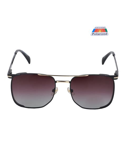 Premium Black with Gold Toned & Polarised Lens Square Sunglass for men ...
