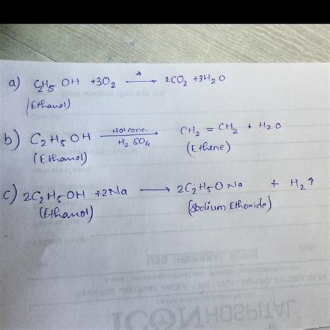 what happens when ( write chemical equations in each case) (a) Ethanol ...