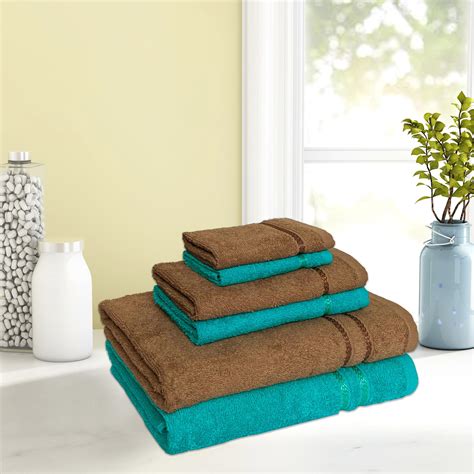 Buy SPACES Seasons Multicolour Textured Cotton Towel Set - Set of 6 ...