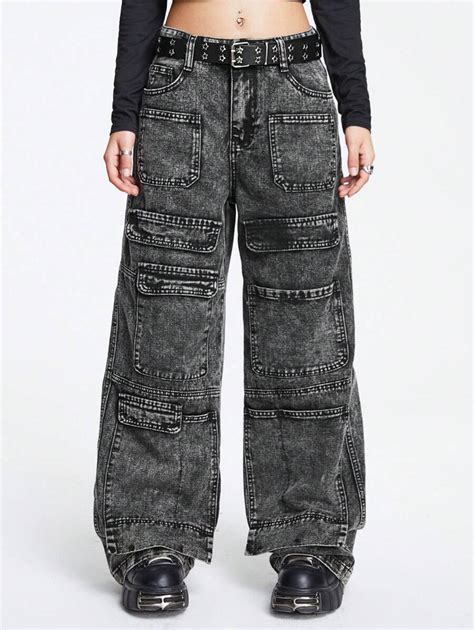 ROMWE Grunge Punk Flap Pocket Cargo Jeans | SHEIN USA