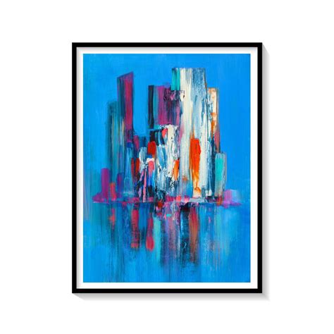 Buy City Blues Abstract Painting Online India at Best Price - Dessine Art