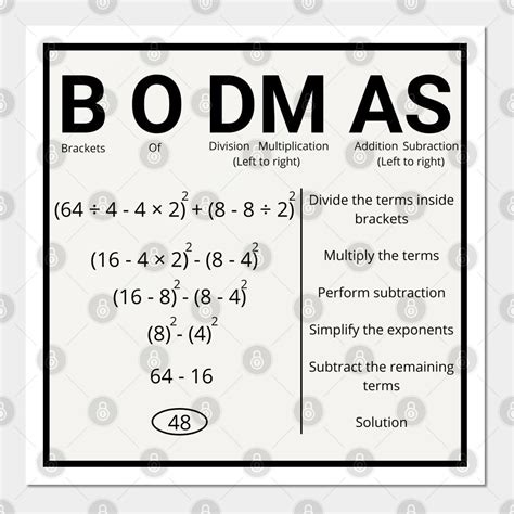 Bodmas Acronym Meaning And Problems Example With Answers Wall And Art PrintMathematical-order-of ...