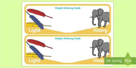 Weight Ordering Guide (teacher made) - Twinkl
