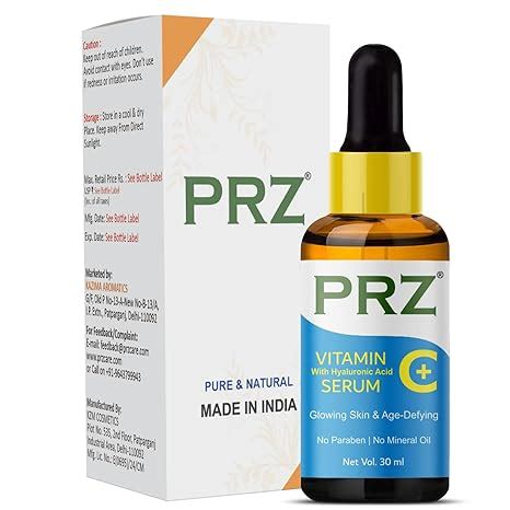 PRZ Vitamin C Serum (30ML) With Hyaluronic Acid, Glowing Skin & Age ...