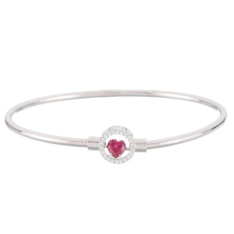 Buy ZAVYA 925 Sterling Silver Cubic Zirconia Heart Rhodium Plating Kada ...