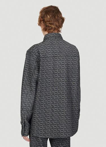 Balmain Men's' Jacquard Monogram Denim Shirt in Black | LN-CC®