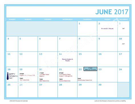 2016 - 2017 LISD Testing Calendar | Lubbock Independent School District ...