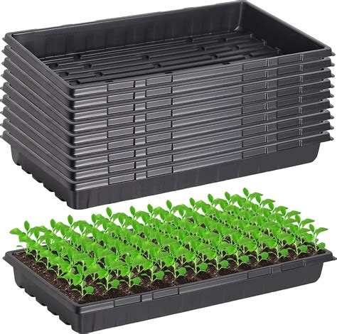 10 Pcs 20×10 Inch Plants Growing Trays with Drain Holes - Black ...