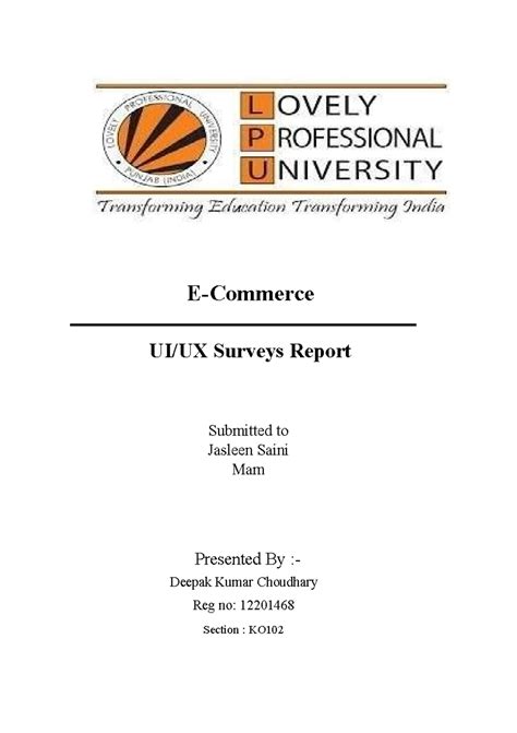 UIUX CA 1 - good - E-Commerce UI/UX Surveys Report Submitted to Jasleen ...