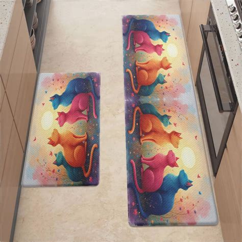 Kitchen Mats For Floor,Four Cats In Spring Kitchen Rug For Kitchen ...