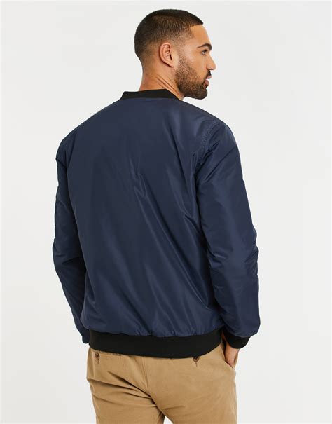 Threadbare Men's Navy Blue Lightweight Bomber Jacket