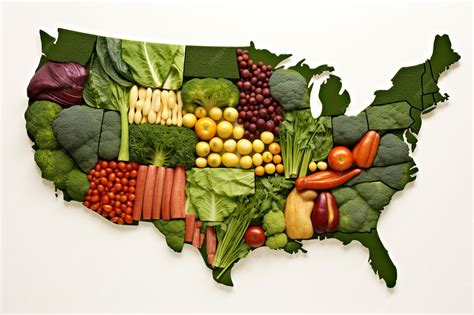 Premium AI Image | Vegetable States Map of the United States Using Vegetables on White Background