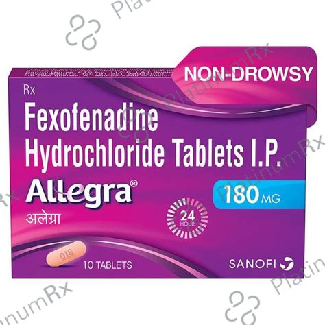 Allegra 180mg Tablet 10s - Save 57% on Substitute Medicine